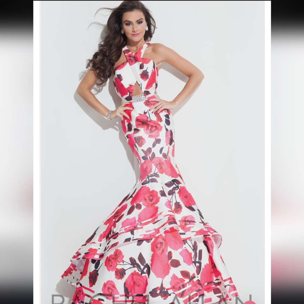 Rachel Allan Floral Cutout Gown